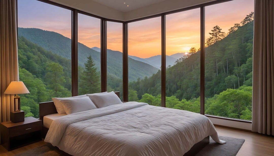 Services bed room view sunset in the morning